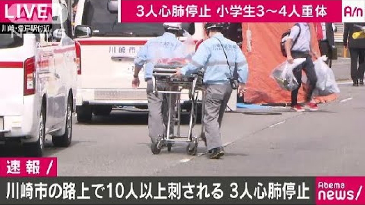 児童含む16人けが　確保の男、自分の首刺す　川崎市(19/05/28)