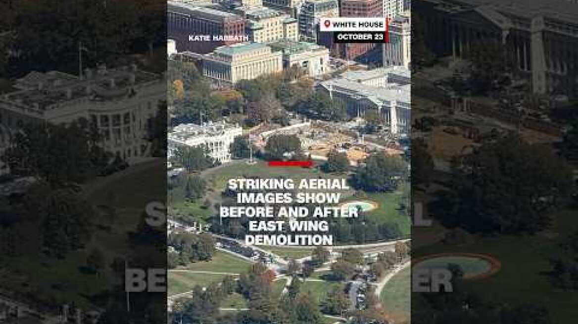 Striking aerial images show before and after East Wing demolition