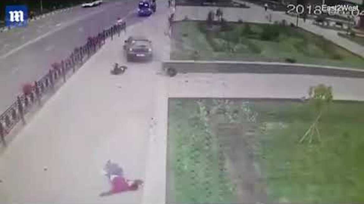 Shocking moment out of control Peugeot mows down students in Russia
