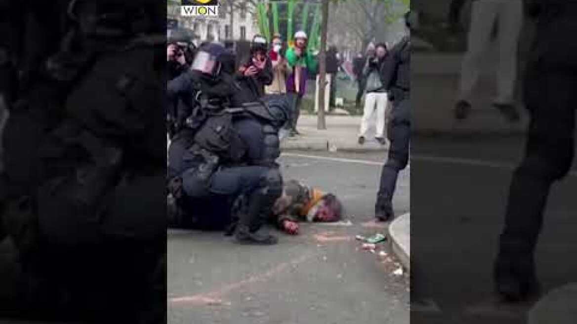 Riot police knock man unconscious during protest in Paris I WION Shorts