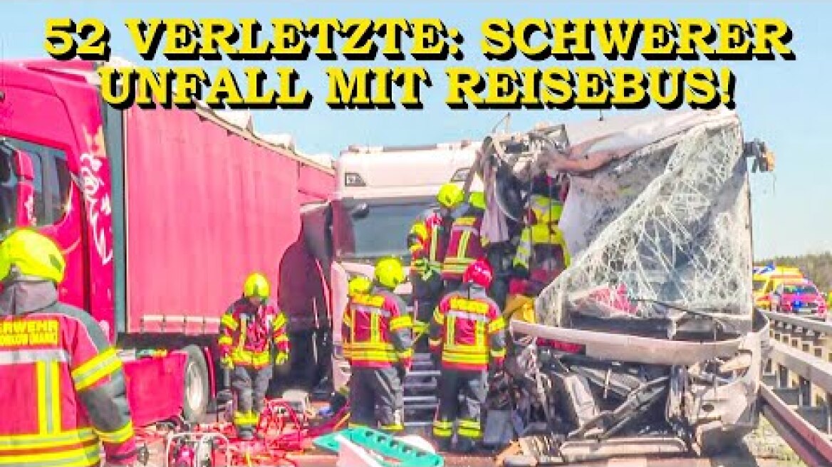 [SCHWERER UNFALL MIT REISEBUS] - 52 VERLETZTE BEI BUSUNFALL AUF A12 - | MANV | GROSSEINSATZ