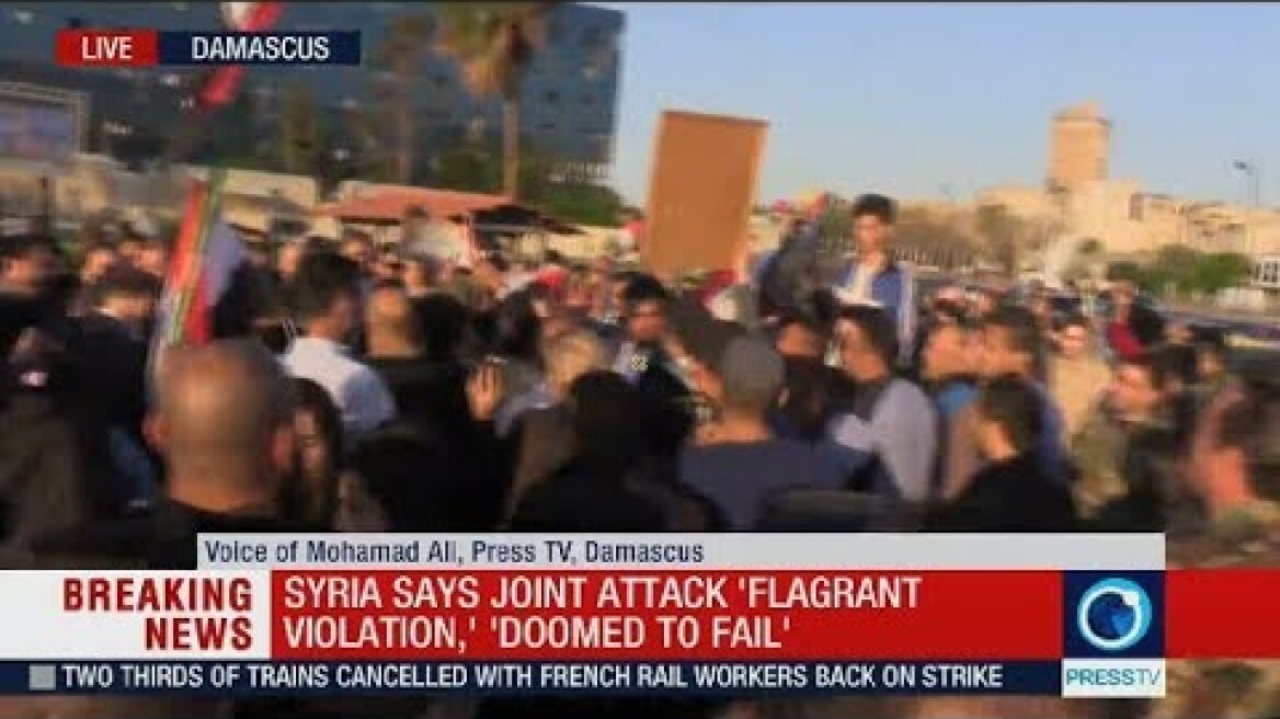 Live footage from Damascus, Syria after US airstrikes