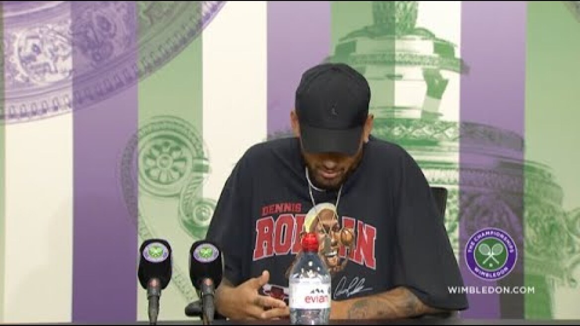 Reporter Asks Nick Kyrgios The Reason He is Wearing a Chicago Bulls Dennis Rodman Shirt Wimbledon