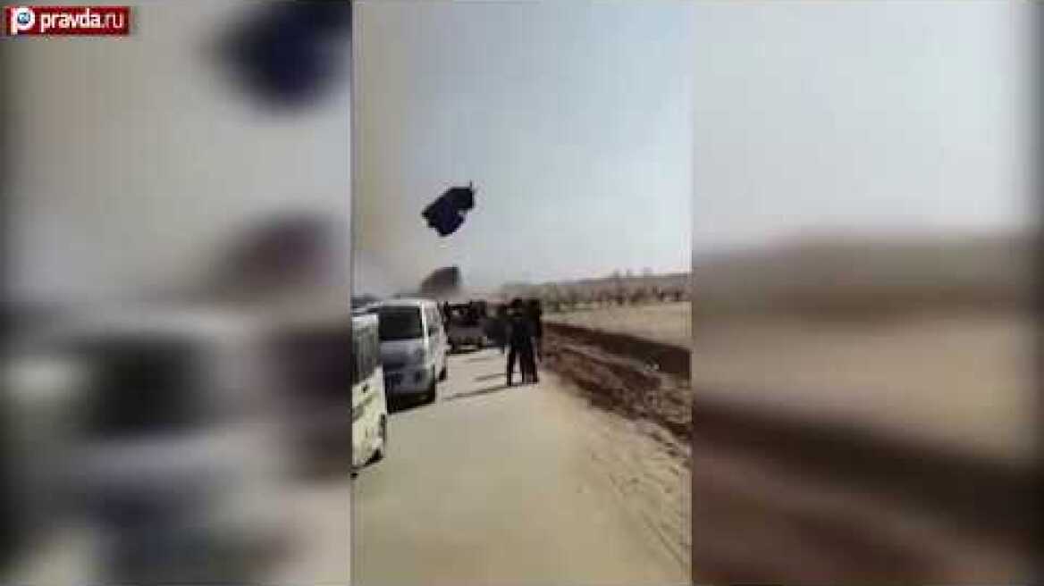 Caught on camera: Inflatable trampolines and small tornado in China