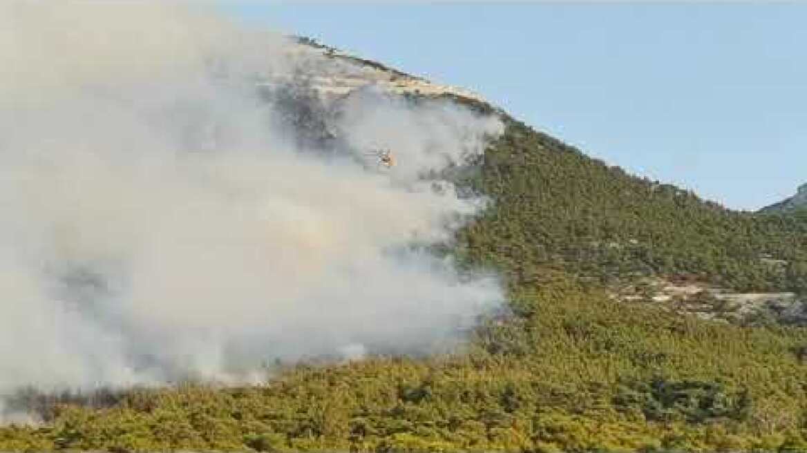 Μεγάλη αναζωπύρωση στην Πάρνηθα - Η κορυφή δυτικά του Τελεφερίκ