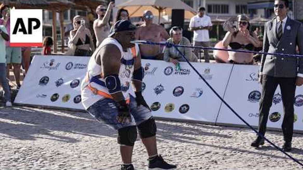 Egyptian man pulls ships with his teeth in Guinness World Record attempt