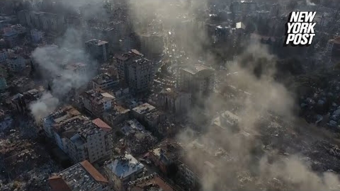 Aerials show extent of devastation in Antakya, Turkey | New York Post
