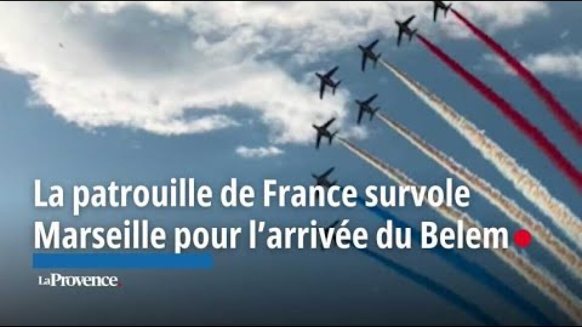 La patrouille de France survole Marseille pour l’arrivée du Belem