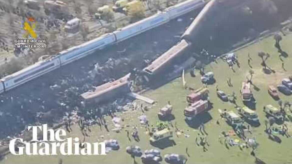 Aerial footage shows aftermath of deadly Spain train collision