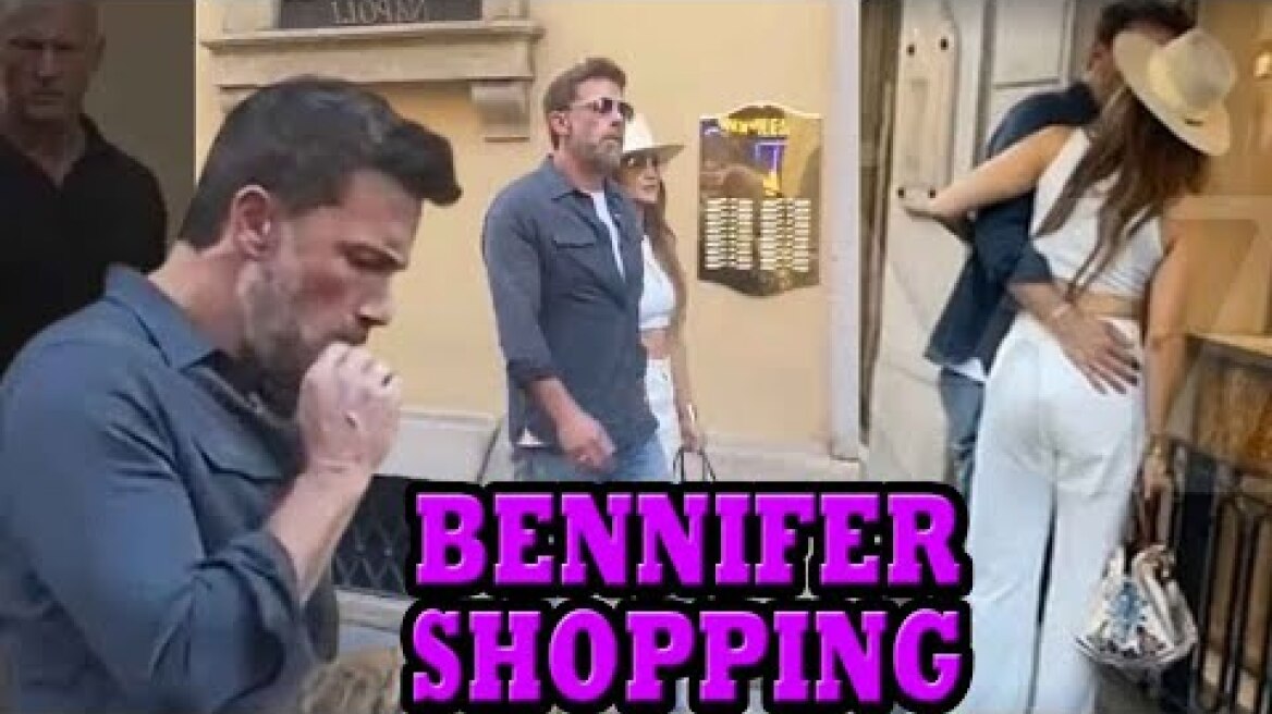 Ben Affleck and Jennifer Lopez continue their honeymoon Shopping and back rubs in Milan, Italy.