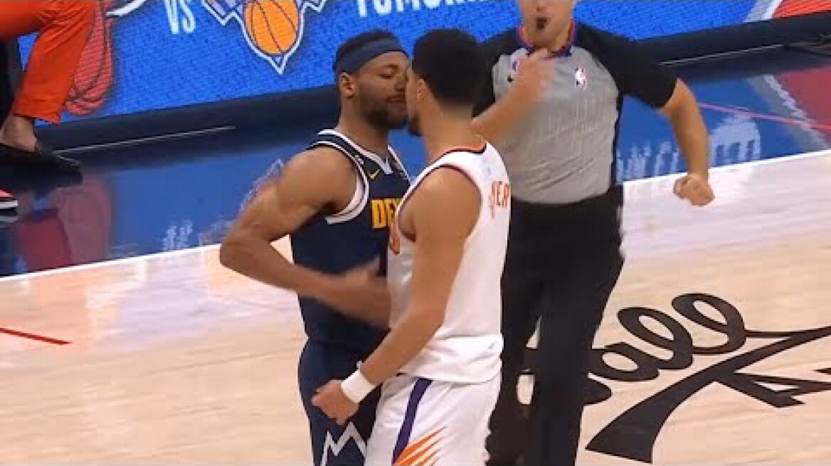 Devin Booker and Bruce Brown get in each others faces and have to be separated 👀