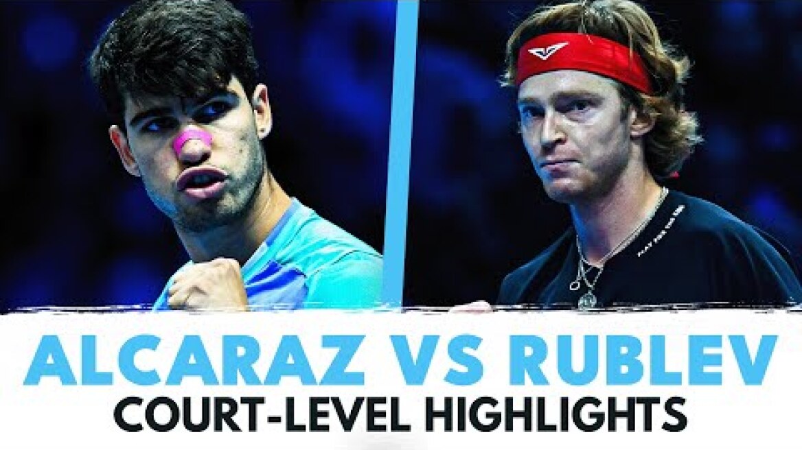 Carlos Alcaraz vs Andrey Rublev Court-Level Highlights | Nitto ATP Finals 2024