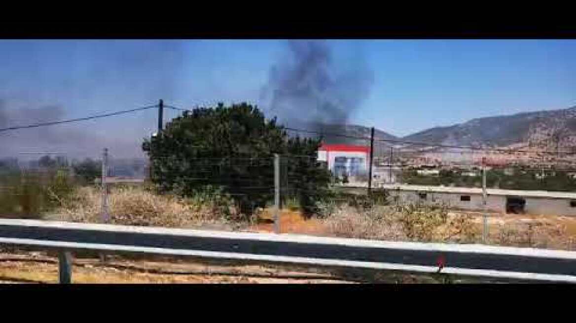 Αττική οδός προς Μέγαρα φωτιά 10/07/2021