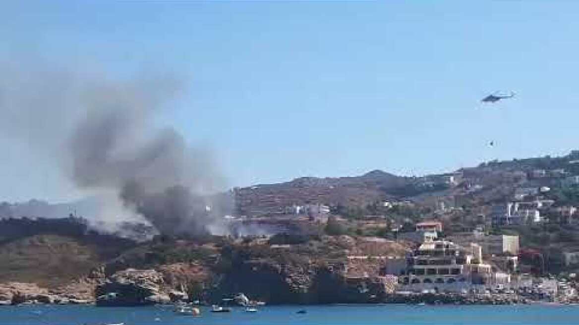 Φωτιά στην Αγία Πελαγία: Έζωσε προληπτικά τη θάλασσα το Λιμενικό