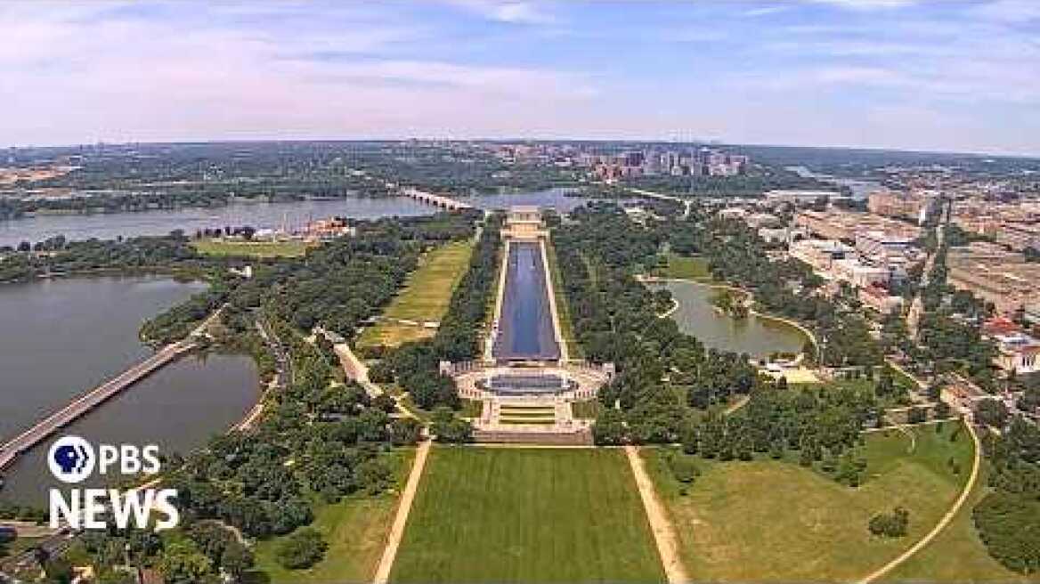 TIMELAPSE: Lincoln Memorial Reflecting Pool refills with water after Trump paint job