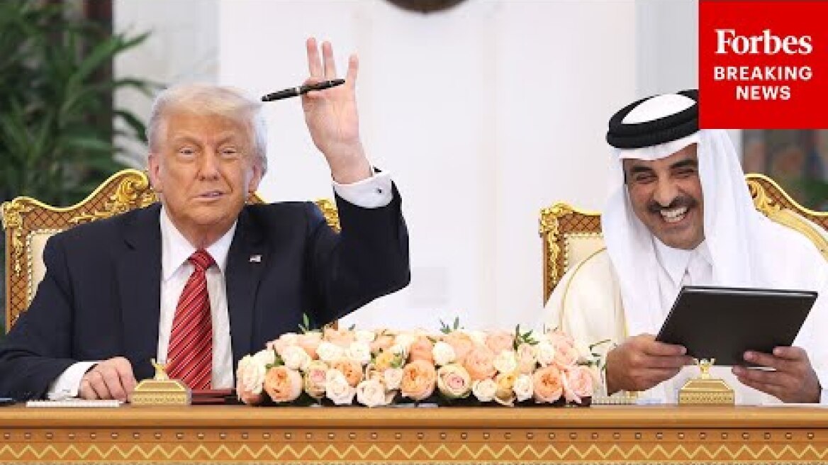 BREAKING NEWS: Trump & Qatari Emir Hold Signing Ceremony For Boeing Deal, Defense Agreements In Doha