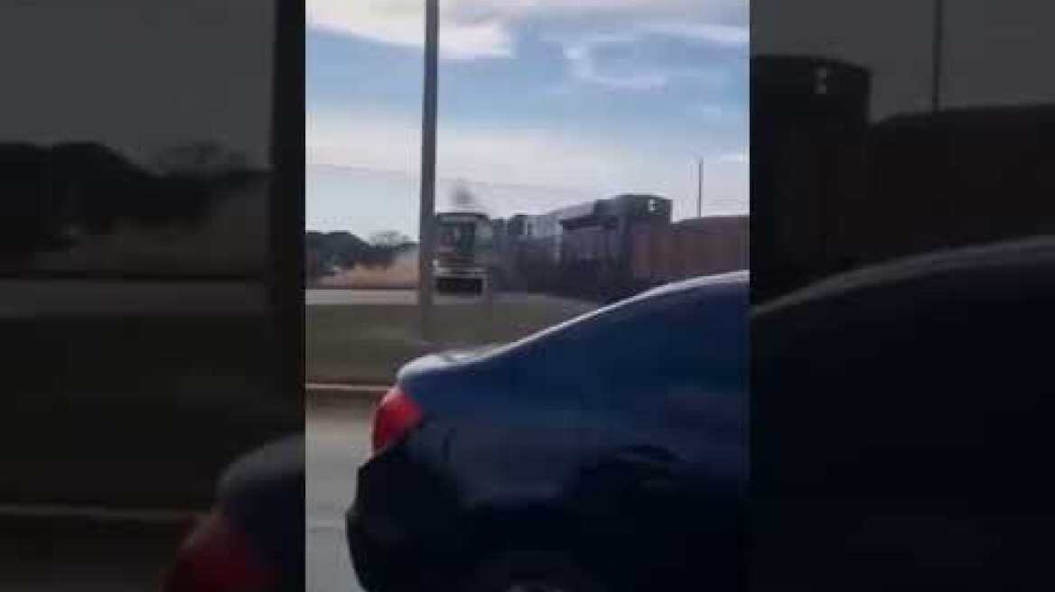 Bus is hit by a Train #shorts