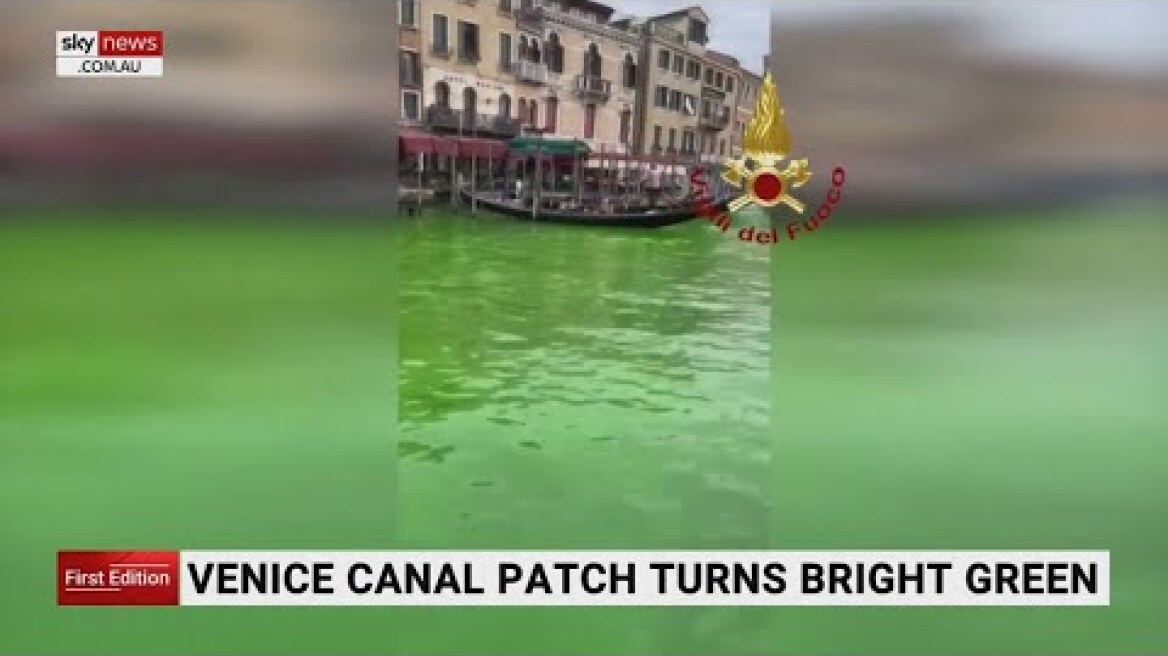 Venice authorities open urgent investigation after canal patch turns bright green