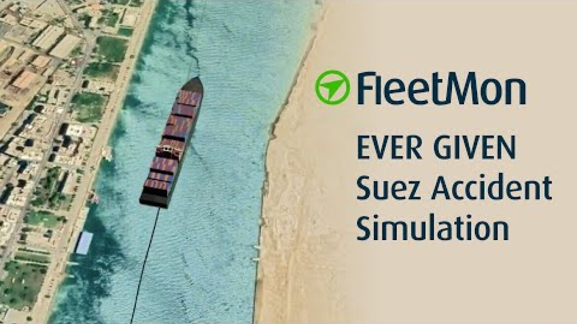 Simulation of EVER GIVEN Accident in Suez Canal 2021 in 3D by FleetMon