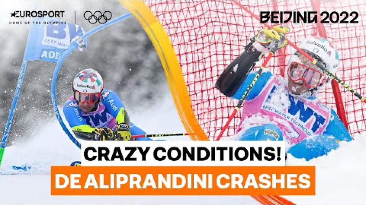What a nightmare! De Aliprandini smashes in gate in pursuit of Gold | 2022 Winter Olympics