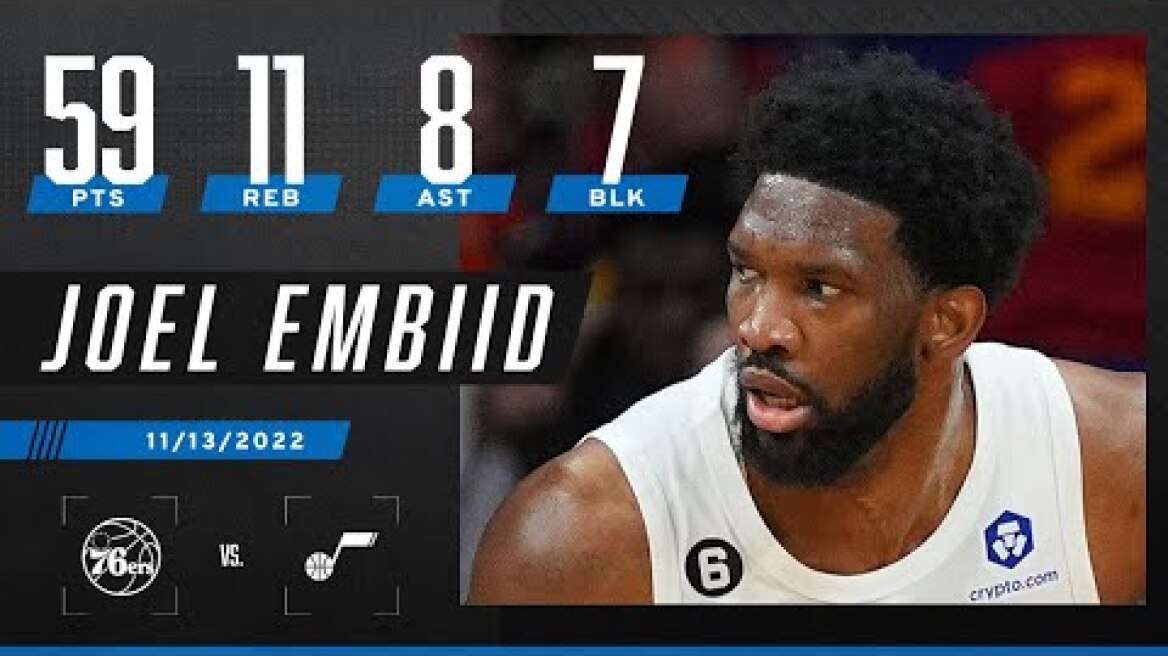 Joel Embiid NEW CAREER-HIGH! 🤯 59 PTS & 7 BLK sets multiple NBA records‼
