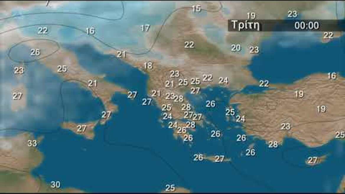 Η εβδομαδιαία πρόγνωση καιρού  από 5 Iουλίου 2019