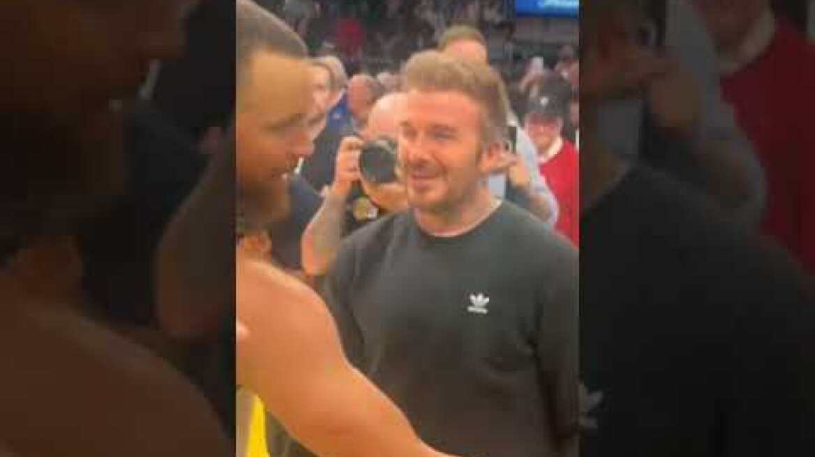 Stephen Curry and David Beckham shared a moment after the game