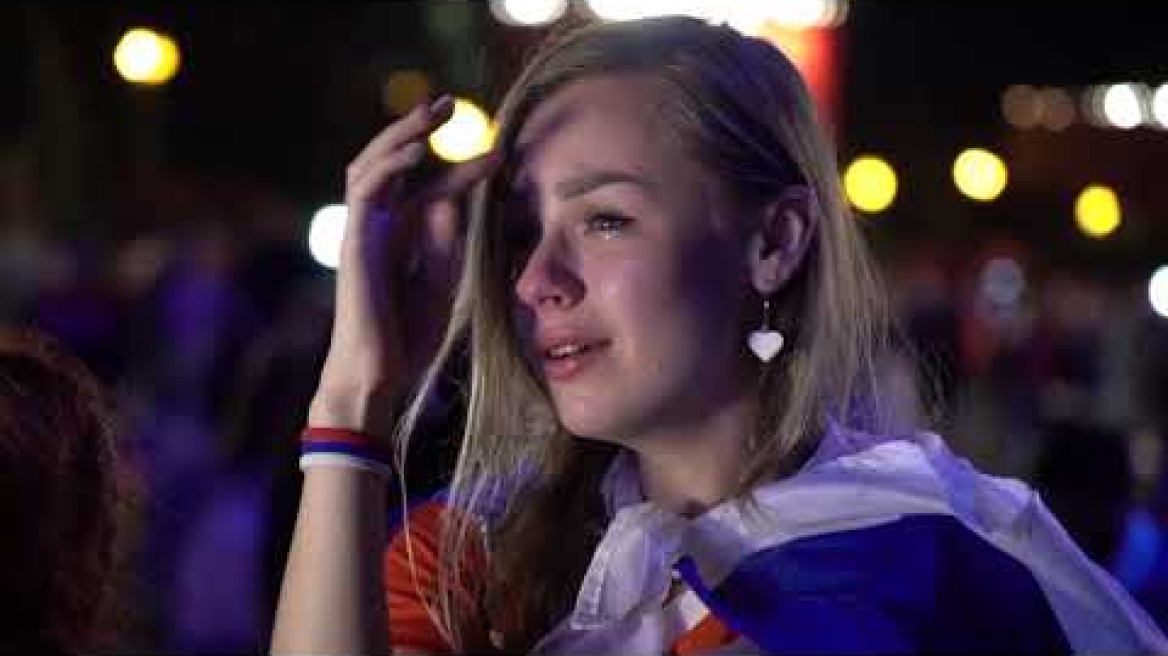 Reaction from the Fan Fest in Moscow after Russia bow out of World Cup