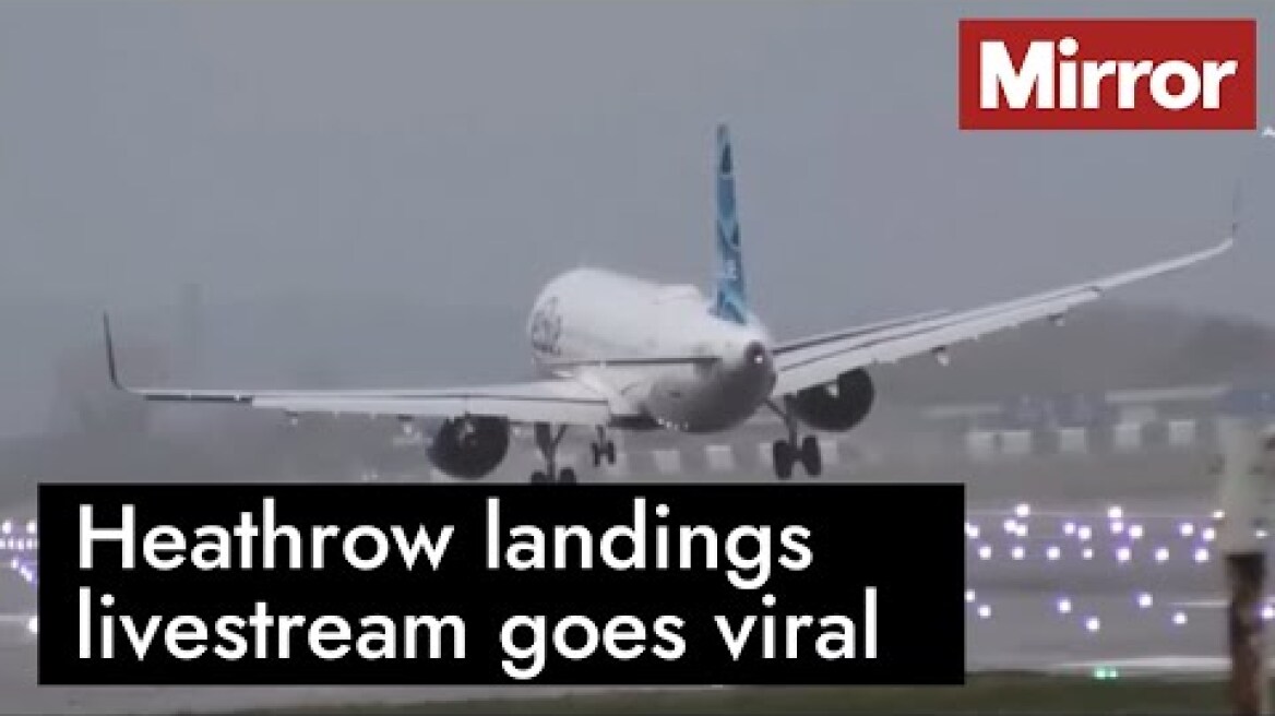 Planes struggle to land at Heathrow Airport during Storm Eunice