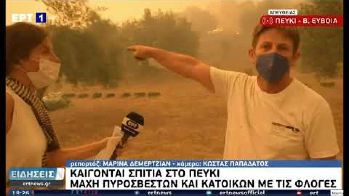 Η δημοσιογράφος της ΕΡΤ Μ. Δεμερτζιάν σώζει γατάκι από τις φλόγες στο Πευκί Εύβοιας 8-8-2021