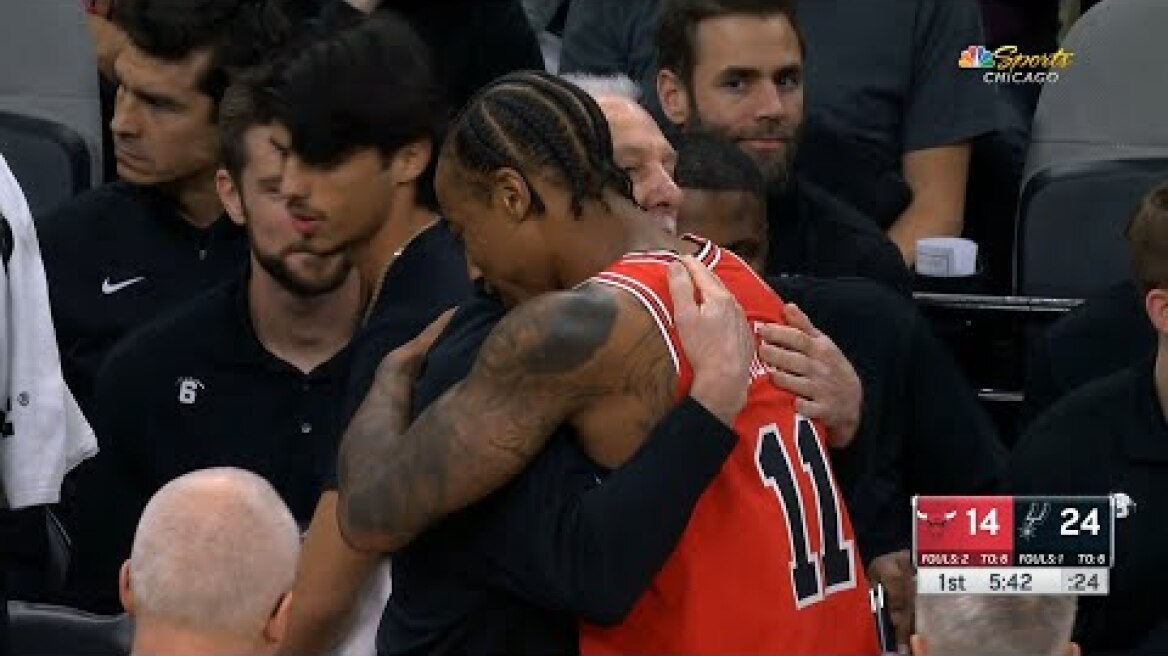 DeMar DeRozan shows love to Gregg Popovich after reaching 20,000 points
