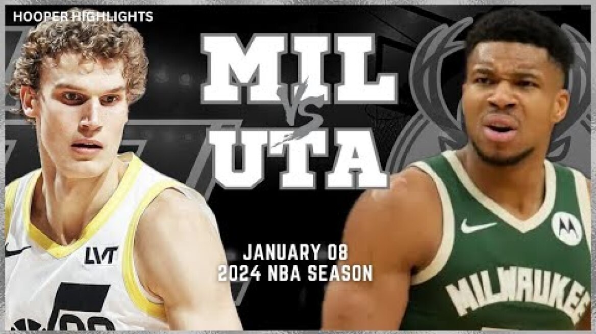 Milwaukee Bucks vs Utah Jazz Full Game Highlights | Jan 8 | 2024 NBA Season