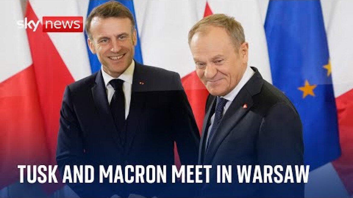 French President Emmanuel Macron meets Polish Prime Minister Donald Tusk in Warsaw