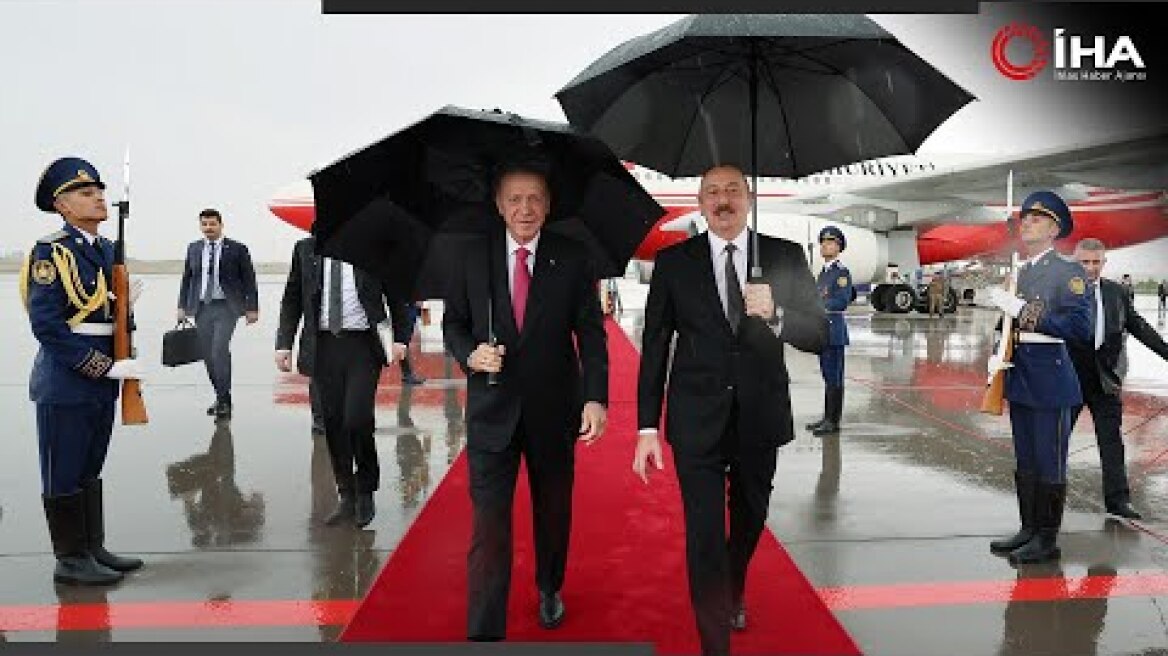 Cumhurbaşkanı Erdoğan, Nahçivan'da Aliyev Tarafından Resmi Törenler Karşılanıyor
