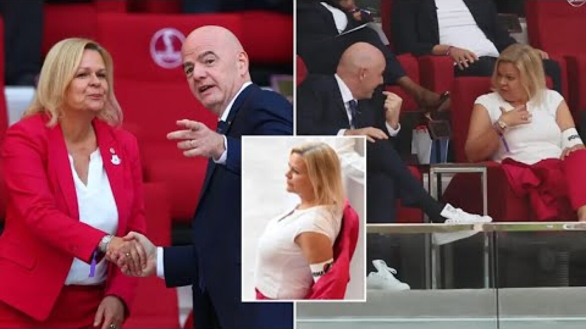German minister sat next to FIFA President wears OneLove armband in protest against Qatar