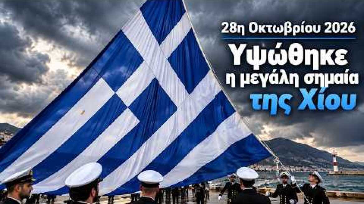 Υψώθηκε υπό βροχή η μεγάλη σημαία της Χίου