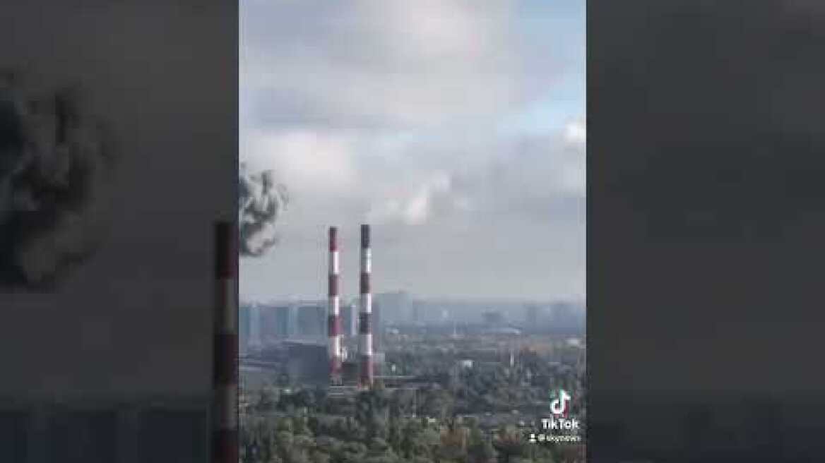 Moment missile lands near Kyiv power station