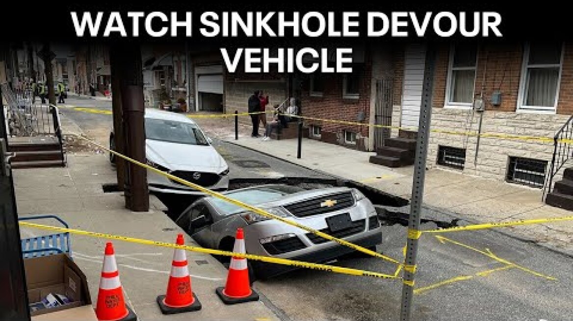 Watch massive sinkhole devour vehicle
