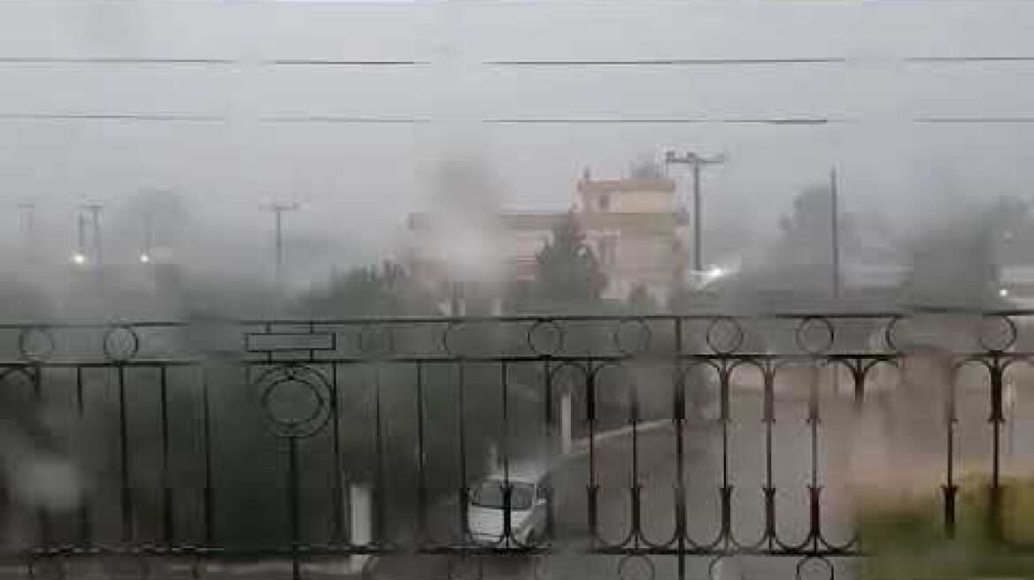 Ηράκλεια Σερρών: Ισχυρό Μπουρίνι με βροχή και χαλάζι