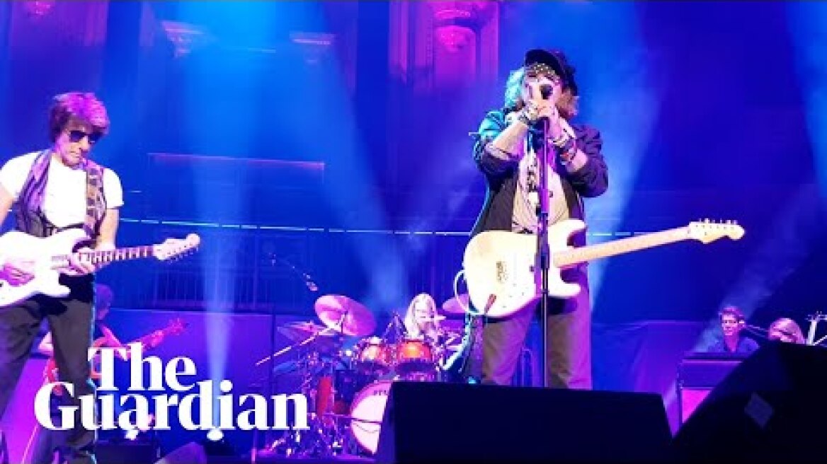 Johnny Depp performs at Royal Albert Hall with Jeff Beck