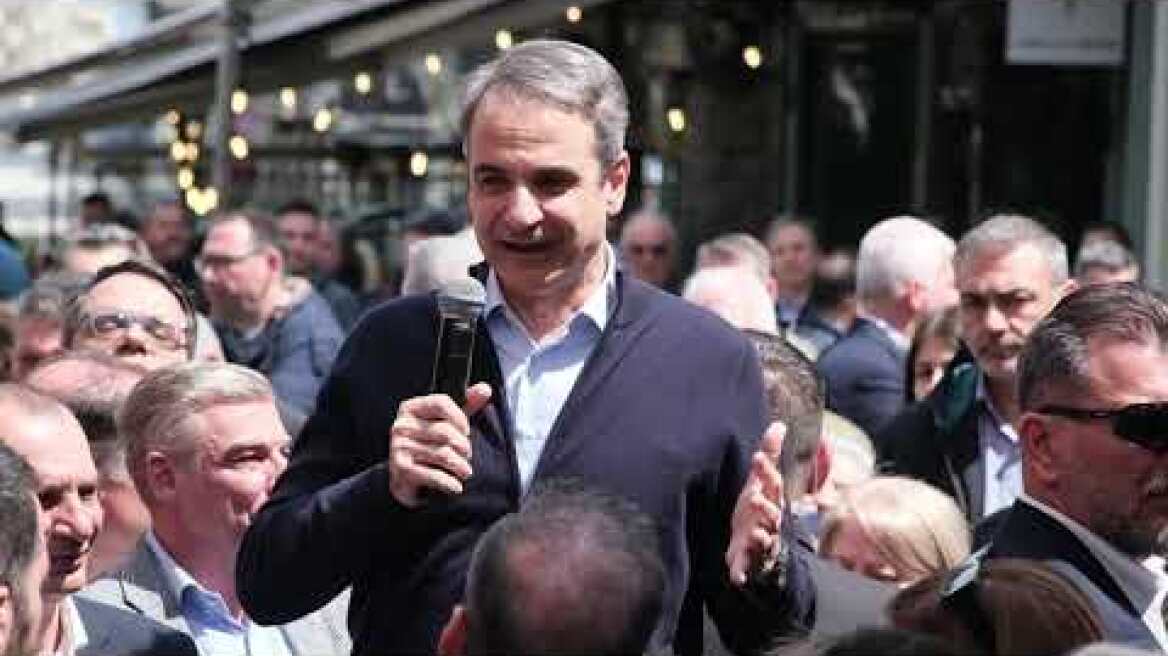 Λειβαδιά: Χαιρετισμός Κυριάκου Μητσοτάκη σε καφέ