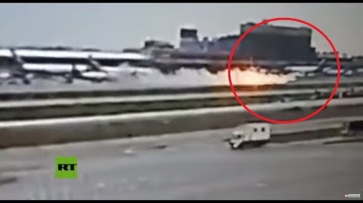 Moment Superjet-100 bounces & goes on fire during ill-fated emergency landing