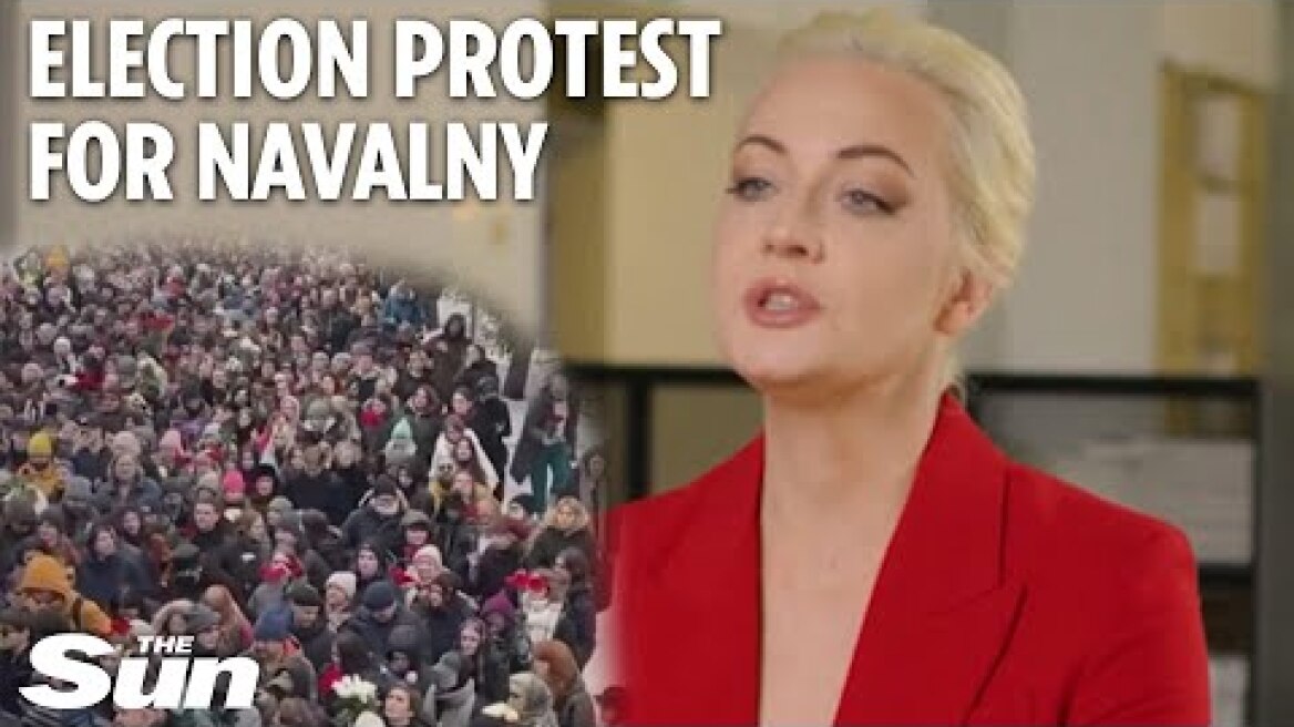 Alexi Navalny’s widow calls on Russians to rise up against Putin on sham election day