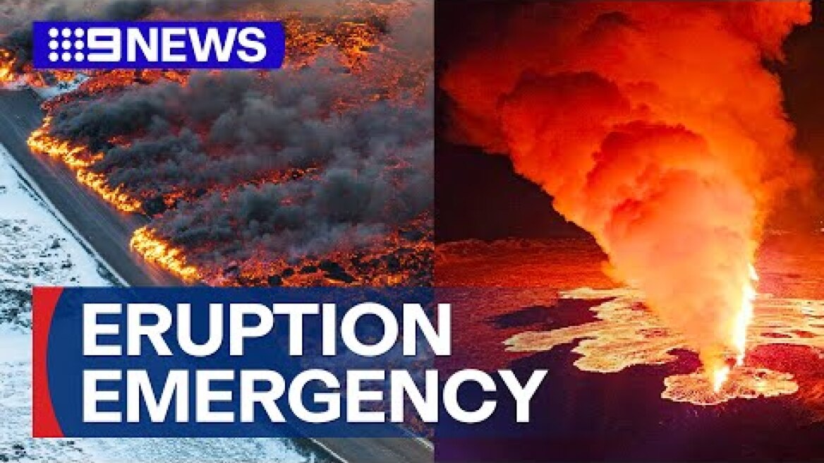 Iceland volcano ruptures for a third time | 9 News Australia