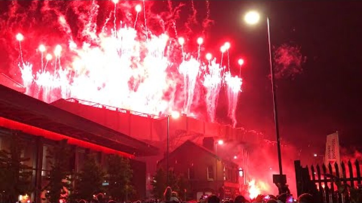Epic Scenes At Anfield As Fans Celebrate Liverpool Lifting The Premier League Trophy