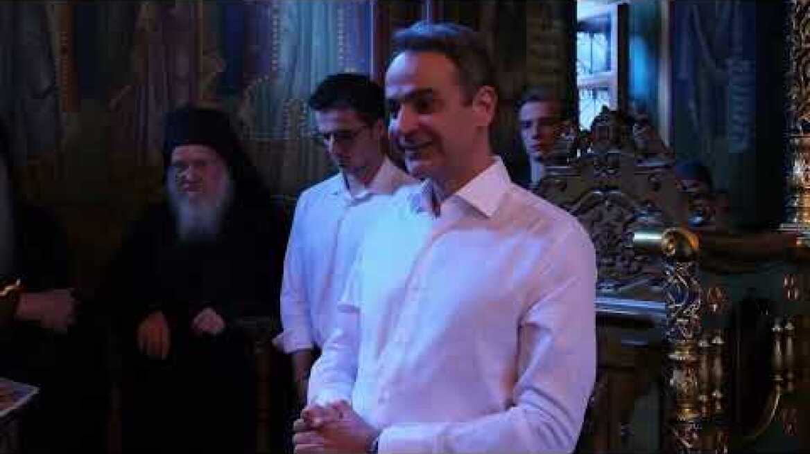 Kyriakos Mitsotakis in the Holy Monastery of Simon Petra