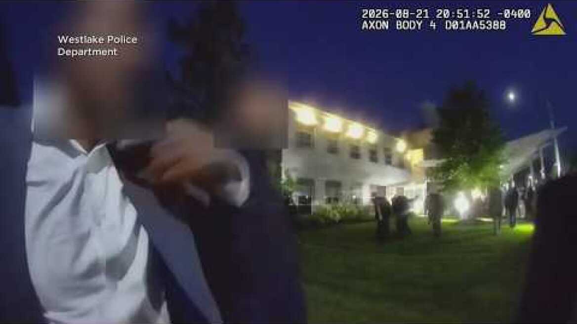 Police video shows chaos after brawl breaks out at wedding celebration
