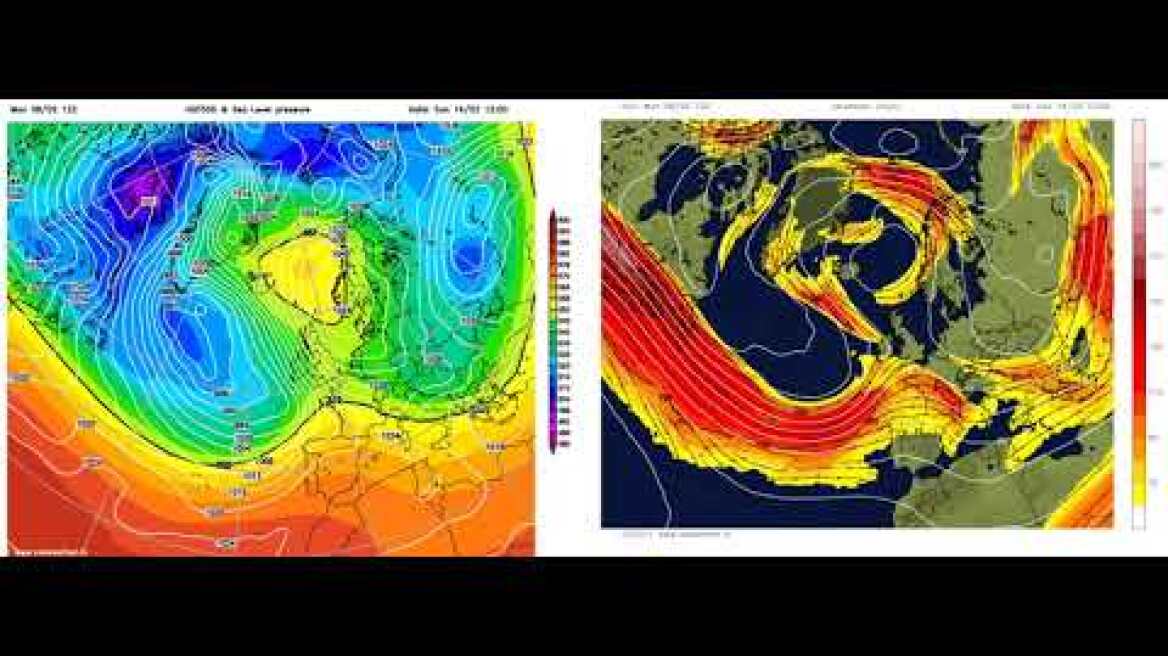 Jet nstream &  500 hPa / Sfc