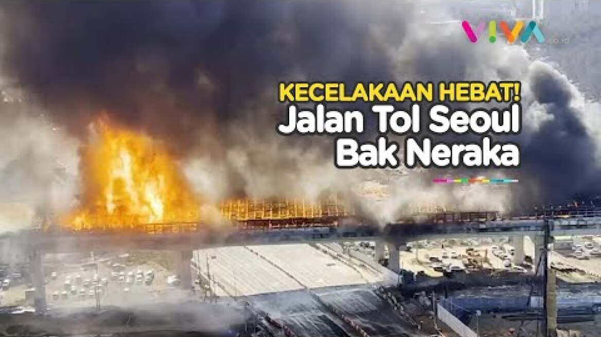 MENGERIKAN! Terowongan Seoul Dilalap Api Usai Bus vs Truk Tabrakan
