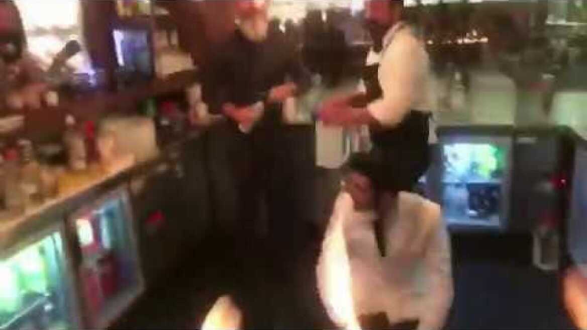 Flame show goes horrible wrong at Salt Bae restaurant in Turkey.